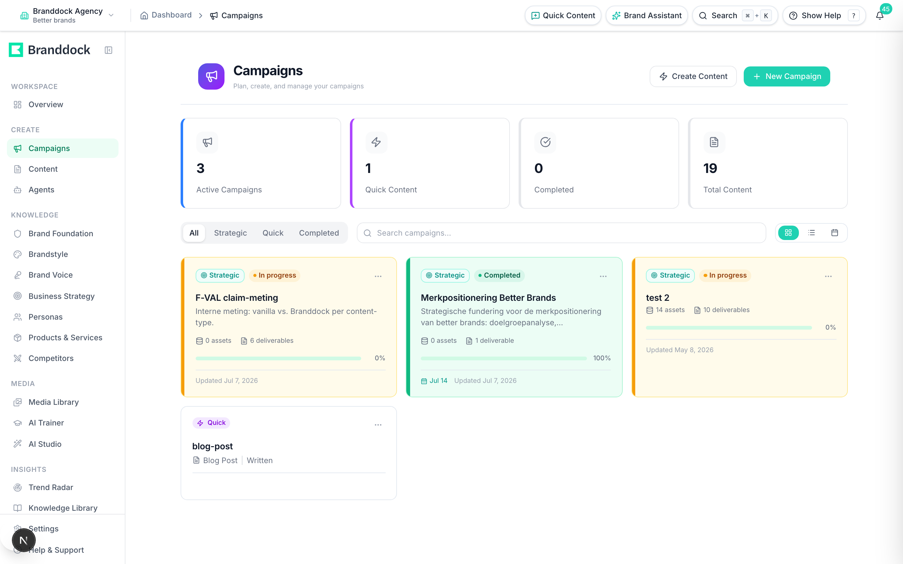 Campagnes — van strategie tot deliverables — productschermafbeelding